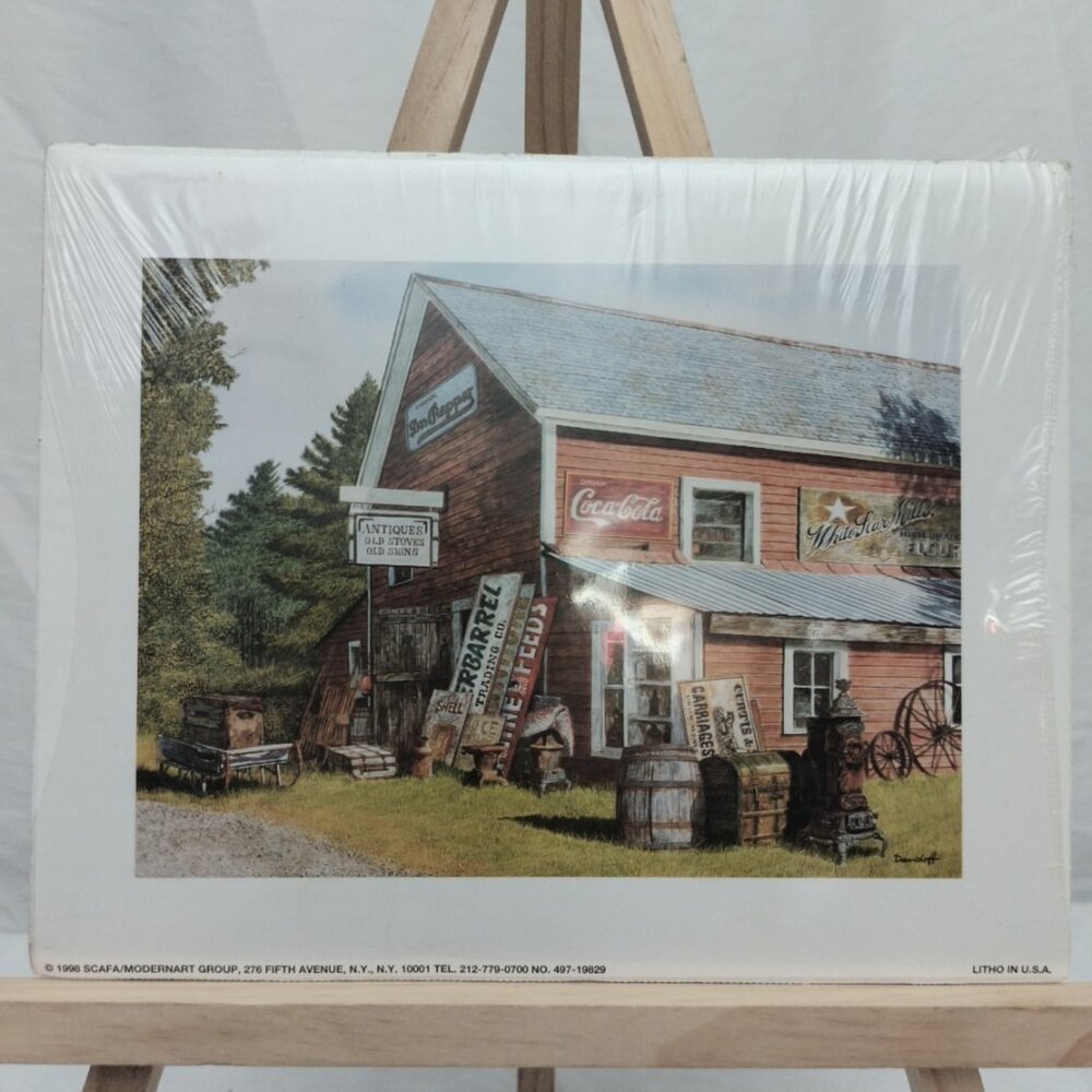 Davidoff 1998 Scafa Art Litho Print Antiques Barn Store Coca-Cola Signs Stove